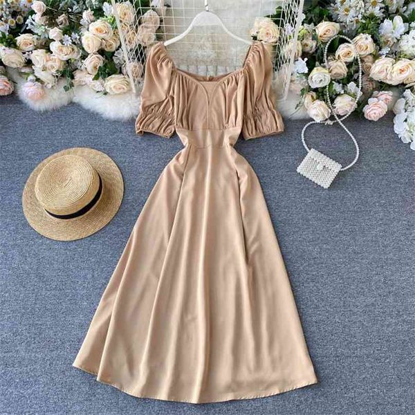 women summer fashion square neck short sleeve high waist slimming retro dress casual vestidos n059 210527, Black;gray
women summer fashion square neck short sleeve high waist slimming retro dress casual vestidos n059 210527, Black;gray