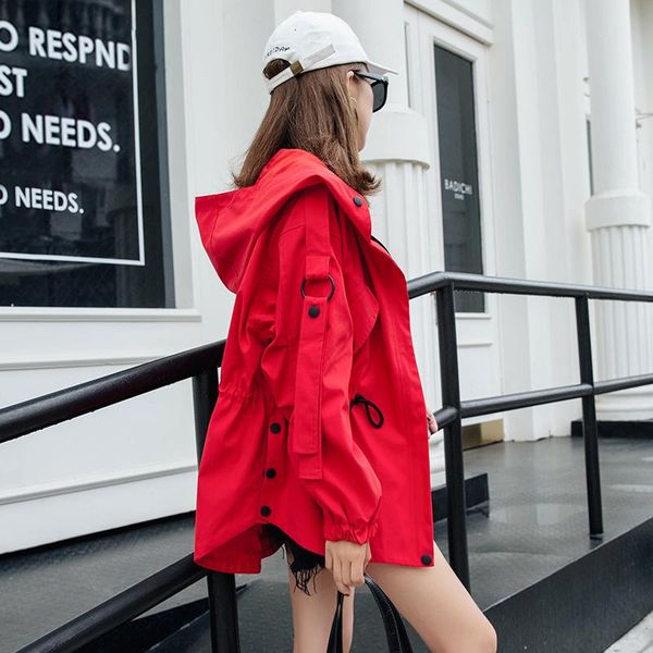 women's trench coats fashion short windbreaker female 2021 spring and autumn loose long coat leisure hooded women jacket lady outerwear, Tan;black
women's trench coats fashion short windbreaker female 2021 spring and autumn loose long coat leisure hooded women jacket lady outerwear, Tan;black