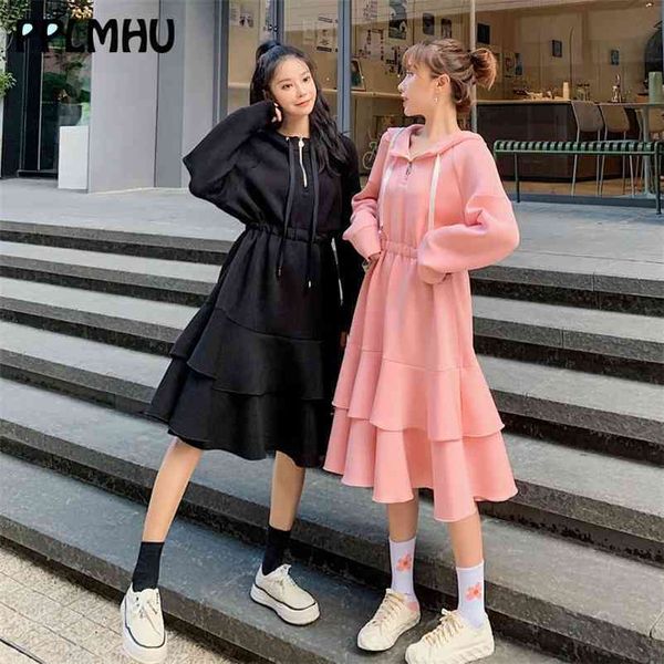 lady hooded sweatshirt dress pink ruffle a-line slim waist long sleeve casual fashion streetwear zipper spring vestidos 210522, Black;gray
lady hooded sweatshirt dress pink ruffle a-line slim waist long sleeve casual fashion streetwear zipper spring vestidos 210522, Black;gray