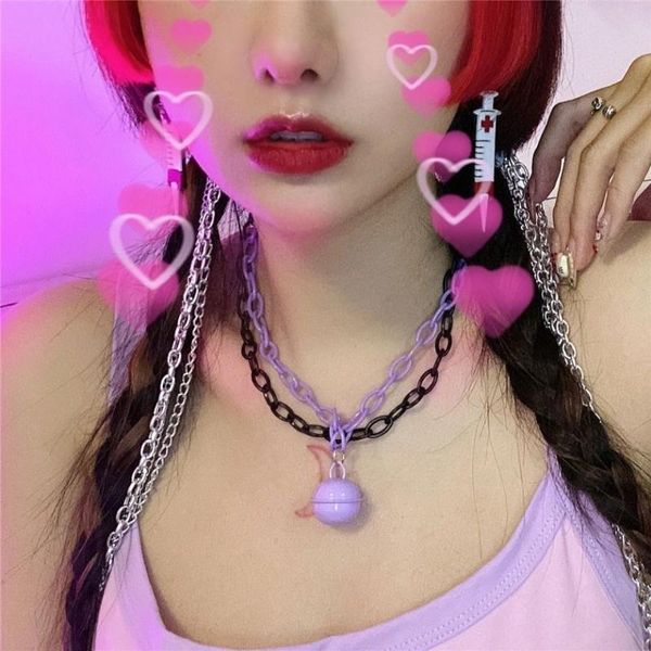 pendant necklaces lovely y2k moon aesthetic pink bell necklace vintage double layer cool egirl harajuku purple jewelry for bar, Silver
pendant necklaces lovely y2k moon aesthetic pink bell necklace vintage double layer cool egirl harajuku purple jewelry for bar, Silver