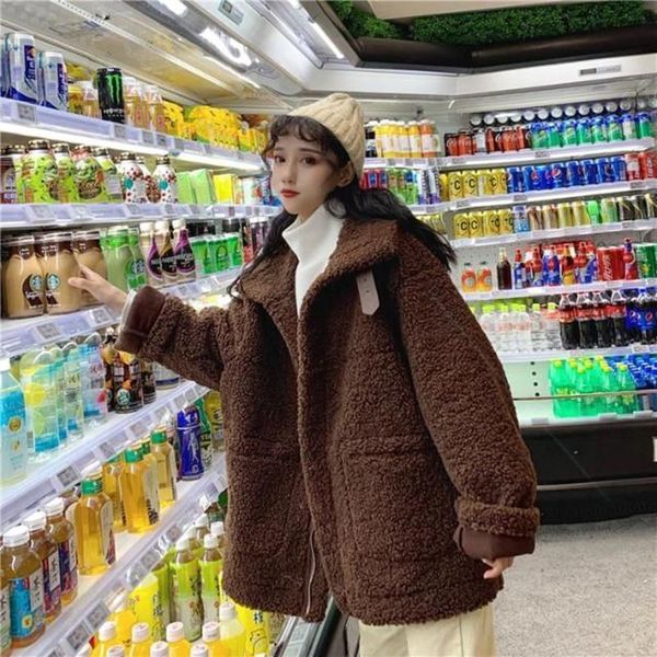 women's fur & faux herstory women lambswool oversized jacket teddy bear coats vintage coat winter hairly warm ladies outerwears, Black
women's fur & faux herstory women lambswool oversized jacket teddy bear coats vintage coat winter hairly warm ladies outerwears, Black