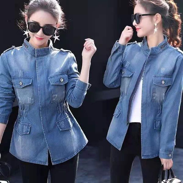 women's jackets okkdey 2021 european and american star models washed old retro denim jacket slim long sleeve korean coats women, Black;brown
women's jackets okkdey 2021 european and american star models washed old retro denim jacket slim long sleeve korean coats women, Black;brown