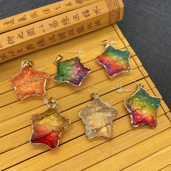 charms natural stone pendant multi-color crystal five-pointed star shape color aura suitable for making exquisite gift jewelry, Bronze;silver
charms natural stone pendant multi-color crystal five-pointed star shape color aura suitable for making exquisite gift jewelry, Bronze;silver
