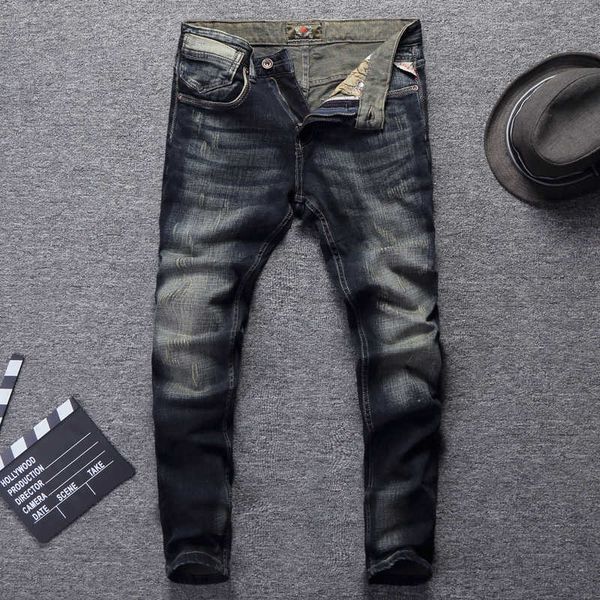 italian vintage style fashion men jeans retro wash dark color slim fit classical ripped pants streetwear hip hop wixd, Blue
italian vintage style fashion men jeans retro wash dark color slim fit classical ripped pants streetwear hip hop wixd, Blue