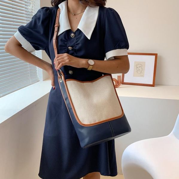 contrasting color canvas bucket bag summer large capacity 2021 female shoulder messenger bags
contrasting color canvas bucket bag summer large capacity 2021 female shoulder messenger bags