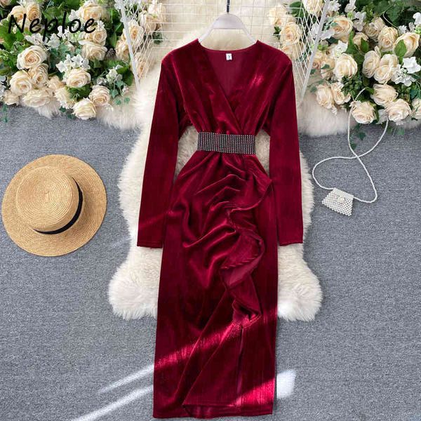 neploe v neck pullover long sleeve velour dress women high waist hip a line bodycon vestidos vintage temperament solid robe 210423, Black;gray
neploe v neck pullover long sleeve velour dress women high waist hip a line bodycon vestidos vintage temperament solid robe 210423, Black;gray