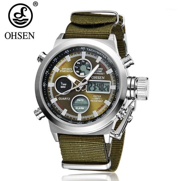 fashion brand ohsen lcd digital quartz relogio masculino watch men canvas band 30m swim green military man sport wristwatch gift wristwatche, Slivery;brown
fashion brand ohsen lcd digital quartz relogio masculino watch men canvas band 30m swim green military man sport wristwatch gift wristwatche, Slivery;brown