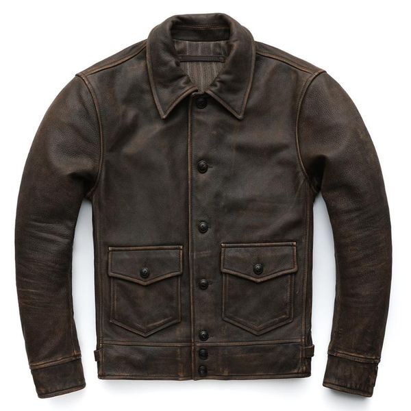 men's leather & faux vintage jacket men soft thick 100% cowhide skin asian size m-4xl winter coat warm m433, Black
men's leather & faux vintage jacket men soft thick 100% cowhide skin asian size m-4xl winter coat warm m433, Black