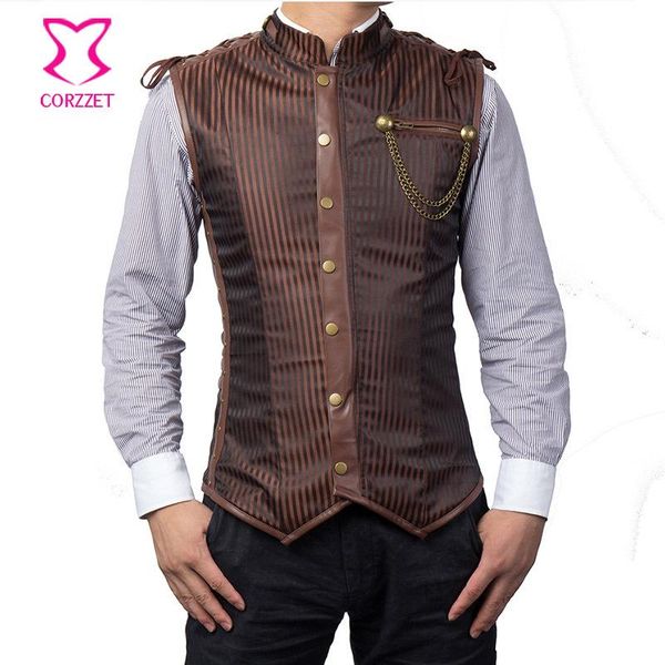 men's jackets brown striped stand collar sleeveless zipper vintage mens waistcoat steampunk jacket men gothic coat waist trainer corset, Black;brown
men's jackets brown striped stand collar sleeveless zipper vintage mens waistcoat steampunk jacket men gothic coat waist trainer corset, Black;brown