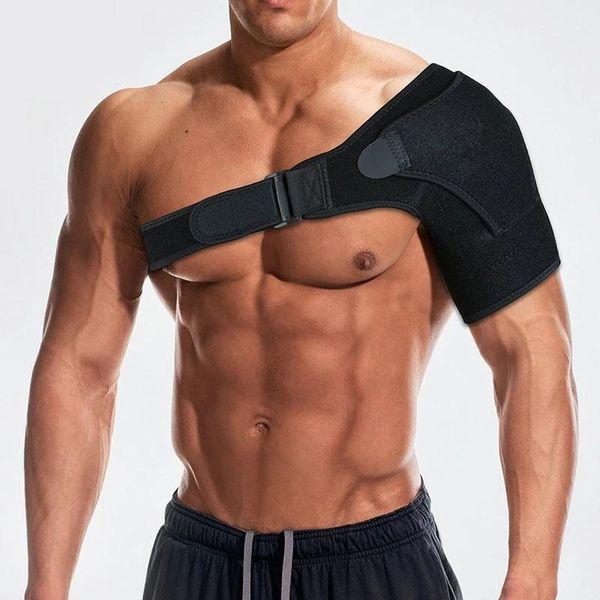 back support adjustable gym sports care single shoulder brace guard strap wrap belt band pads black bandage men & women, Black;blue
back support adjustable gym sports care single shoulder brace guard strap wrap belt band pads black bandage men & women, Black;blue