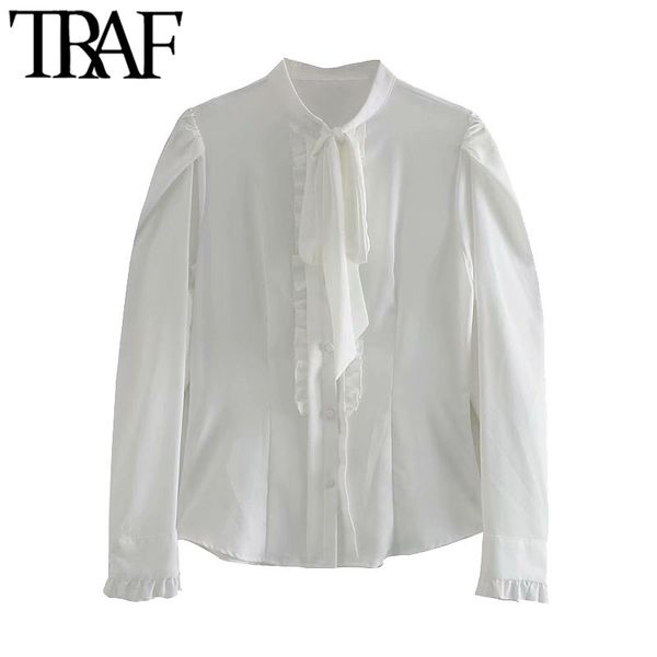 traf women fashion with bow ruffled blouses vintage long sleeve button-up female shirts blusas chic 210415, White
traf women fashion with bow ruffled blouses vintage long sleeve button-up female shirts blusas chic 210415, White