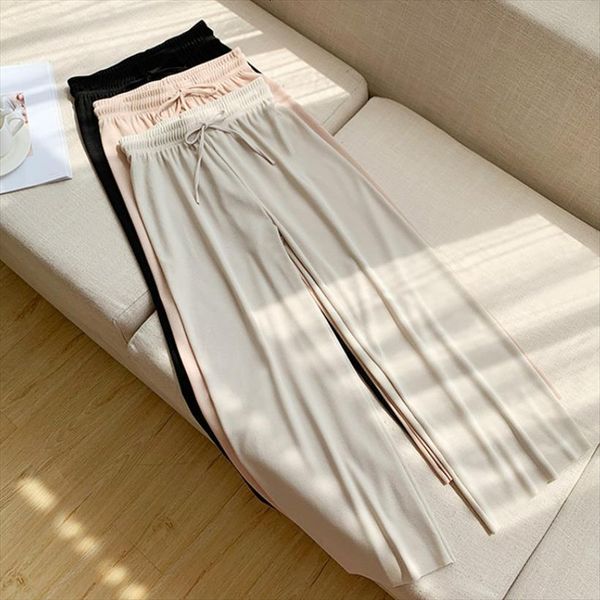 summer korean style ice womens pants silk high waist loose wide leg casual elastic trousers quality, Black;white
summer korean style ice womens pants silk high waist loose wide leg casual elastic trousers quality, Black;white