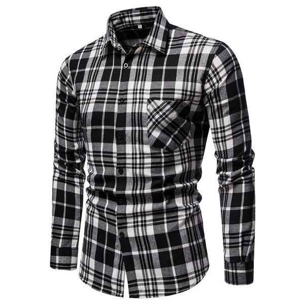 men's casual shirts pockets lattice autumn men black plaid fashion blouses long-sleeved shirt blouse button top, White;black
men's casual shirts pockets lattice autumn men black plaid fashion blouses long-sleeved shirt blouse button top, White;black