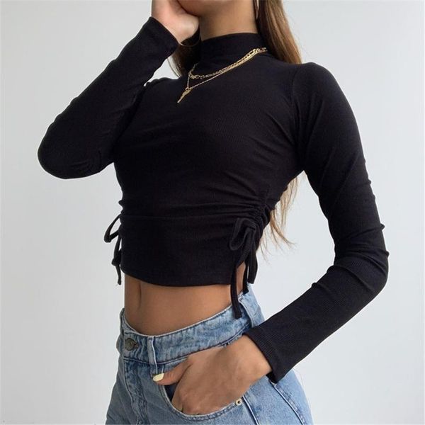 women's t-shirt 4 color autumn women fashion long sleeve high collar crop stylish lace-up drawstring solid turtleneck, White
women's t-shirt 4 color autumn women fashion long sleeve high collar crop stylish lace-up drawstring solid turtleneck, White