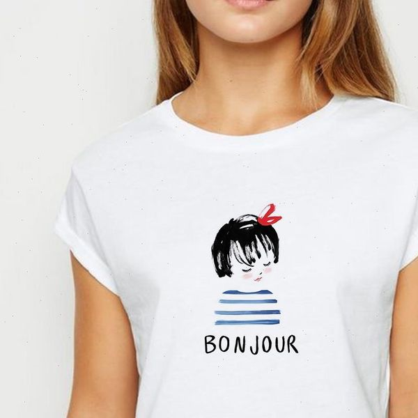 women t shirt modern girls bonjour oversize spring summer vestidos womens easy matching o neck shirts, White
women t shirt modern girls bonjour oversize spring summer vestidos womens easy matching o neck shirts, White