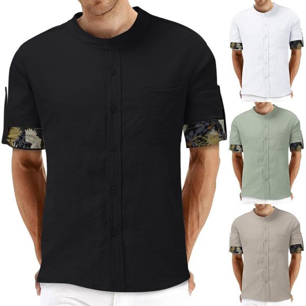 men's casual shirts loose solid bird print three quarter sleeve shirt stand collar korea style streetwear camisa, White;black
men's casual shirts loose solid bird print three quarter sleeve shirt stand collar korea style streetwear camisa, White;black