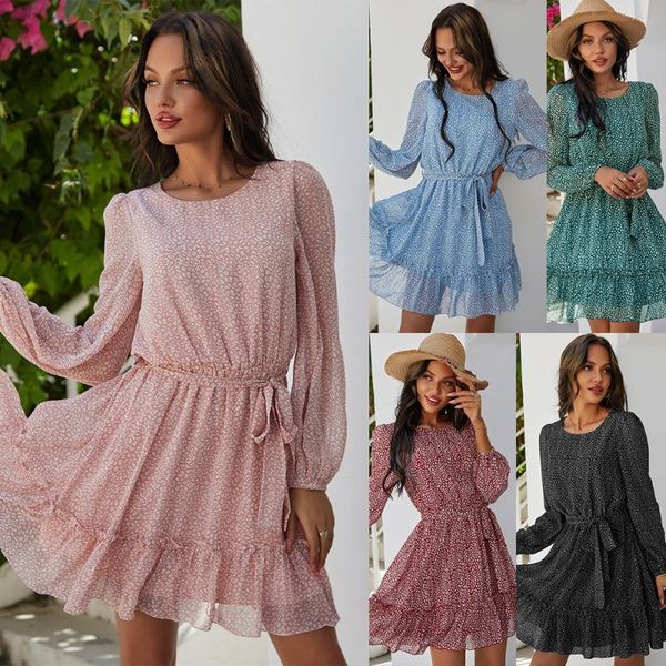 casual dresses women's summer waist round neck printed blue red black pink long sleeve dress slimming chiffon ladies, Black;gray
casual dresses women's summer waist round neck printed blue red black pink long sleeve dress slimming chiffon ladies, Black;gray