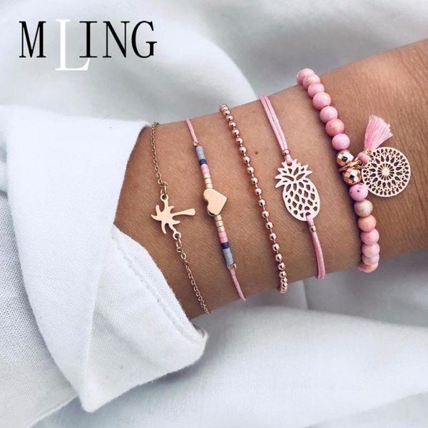 charm bracelets mling 5 pcs/set summer woven bracelet pineapple dreamcatcher heart tassel beads for women female party jewelry, Golden;silver
charm bracelets mling 5 pcs/set summer woven bracelet pineapple dreamcatcher heart tassel beads for women female party jewelry, Golden;silver