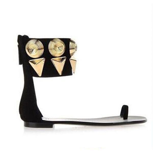 new black suede gold rivet sandals 60% off store online