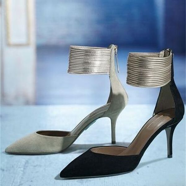 shoe black, beige suede designer pointed to toe gold belt women's bombs with leather straps metallic ankle cuff stiletto shoes w
shoe black, beige suede designer pointed to toe gold belt women's bombs with leather straps metallic ankle cuff stiletto shoes w