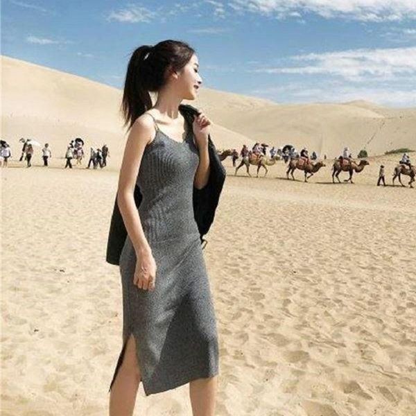 casual dresses 2021 strappy knitted dress long women's temperament spring and autumn bottoming little black, Black;gray
casual dresses 2021 strappy knitted dress long women's temperament spring and autumn bottoming little black, Black;gray