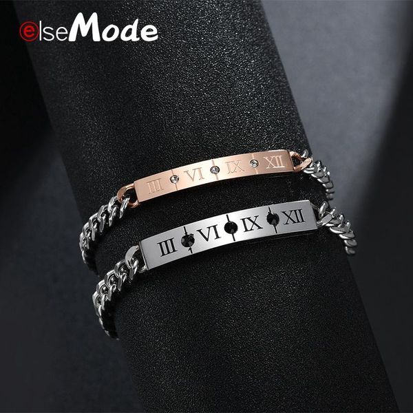 couple bracelet carving cz roman numerals lovers rose gold bracelets for women men pulsera stainless steel jewelry link, chain, Black
couple bracelet carving cz roman numerals lovers rose gold bracelets for women men pulsera stainless steel jewelry link, chain, Black