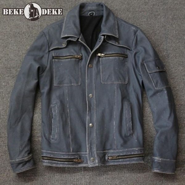 men's leather & faux autumn japanese vintage blue genuine cargo coat mens leisure short outerwear male single breasted motorcycle jacke, Black
men's leather & faux autumn japanese vintage blue genuine cargo coat mens leisure short outerwear male single breasted motorcycle jacke, Black