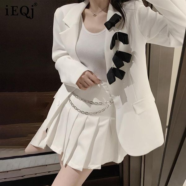 women's suits & blazers ieqj women white temperament elegant bow diamond chain blazer lapel long sleeve loose fashion tide autumn 2021, White;black
women's suits & blazers ieqj women white temperament elegant bow diamond chain blazer lapel long sleeve loose fashion tide autumn 2021, White;black