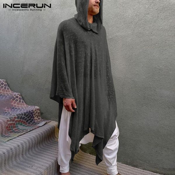 hooded sweatshirts loose solid color irregular cloak cape vintage streetwear casual men hoodies pullovers s-5xl incerun, Black
hooded sweatshirts loose solid color irregular cloak cape vintage streetwear casual men hoodies pullovers s-5xl incerun, Black