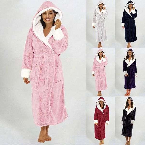 women winter thermal long bathrobe lovers thick warm coral fleece kimono bath robe plus size nightgowns bridesmaid dressing 2021 women', Black;red
women winter thermal long bathrobe lovers thick warm coral fleece kimono bath robe plus size nightgowns bridesmaid dressing 2021 women', Black;red