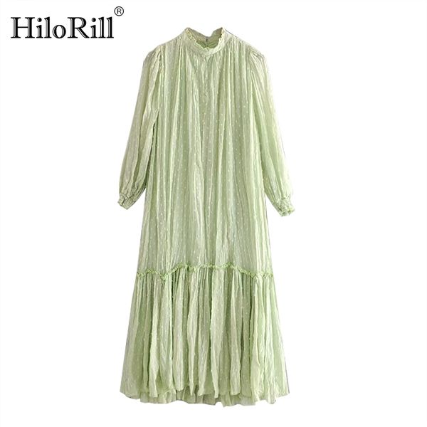 women embroidery dot long dress sleeve loose pleated stand collar solid casual sundress ropa de mujer 210508, Black;gray
women embroidery dot long dress sleeve loose pleated stand collar solid casual sundress ropa de mujer 210508, Black;gray