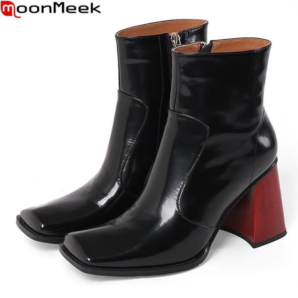 boots moonmeek 2021 arrival high heels genuine leather ladies shoes thick square toe autumn winter ankle, Black
boots moonmeek 2021 arrival high heels genuine leather ladies shoes thick square toe autumn winter ankle, Black
