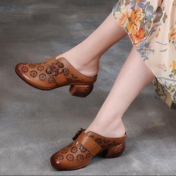 slippers 2021 retro thick heel breathable woman genuine leather outdoor sandals comfortable soft women's, Black
slippers 2021 retro thick heel breathable woman genuine leather outdoor sandals comfortable soft women's, Black