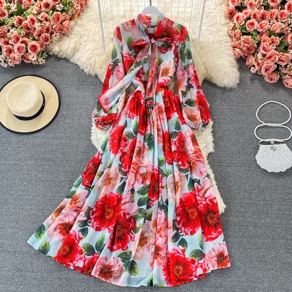 bohemian red/yellow chiffon long dress women elegant bow collar puff sleeve high waist beach printed vestidos female robe 2021swimwear bathi, Black;gray
bohemian red/yellow chiffon long dress women elegant bow collar puff sleeve high waist beach printed vestidos female robe 2021swimwear bathi, Black;gray