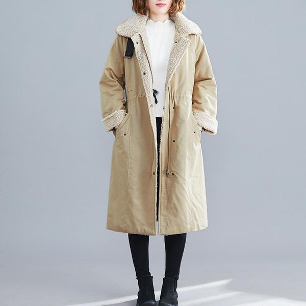 women's wool & blends plus size one-piece jacket 2021 korean version loose large lamb outer thick warm mid-length cotton coat, Black
women's wool & blends plus size one-piece jacket 2021 korean version loose large lamb outer thick warm mid-length cotton coat, Black