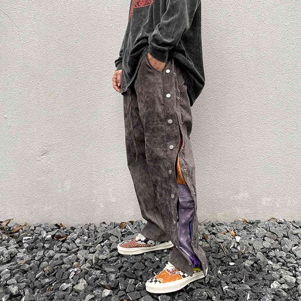 high street side button print suede baggy pants mens drawstring straight loose casual pants hip hop oversize trousers, Black
high street side button print suede baggy pants mens drawstring straight loose casual pants hip hop oversize trousers, Black