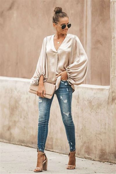 women's & 2021 women casual blouses office lady shirts v-neck low cut lantern sleeve loose elegant smooth silk and s-xl 7cm9, White
women's & 2021 women casual blouses office lady shirts v-neck low cut lantern sleeve loose elegant smooth silk and s-xl 7cm9, White