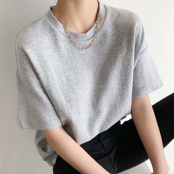 women's t-shirt simple o-neck short sleeve solid base tshirts back elastic design loose women tee 2021 spring summer chic all-match, White
women's t-shirt simple o-neck short sleeve solid base tshirts back elastic design loose women tee 2021 spring summer chic all-match, White