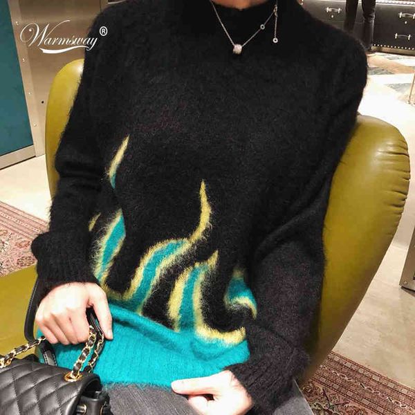 fall winter harajuku flame fluffy knit sweater womens casual loose jumper hip hop o-neck pullover c-224 210522, White;black
fall winter harajuku flame fluffy knit sweater womens casual loose jumper hip hop o-neck pullover c-224 210522, White;black