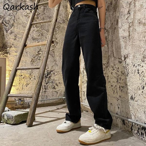 women's jeans women black high waist vintage spring simple cool stylish trousers ladies college bottom harajuku loose basic all-match, Blue
women's jeans women black high waist vintage spring simple cool stylish trousers ladies college bottom harajuku loose basic all-match, Blue
