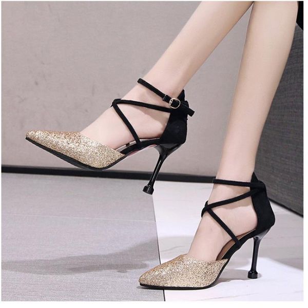 sandals fashion sequins pointed toe stilettos net celebrity all-match strap banquet party ladies essential shoes, Black
sandals fashion sequins pointed toe stilettos net celebrity all-match strap banquet party ladies essential shoes, Black