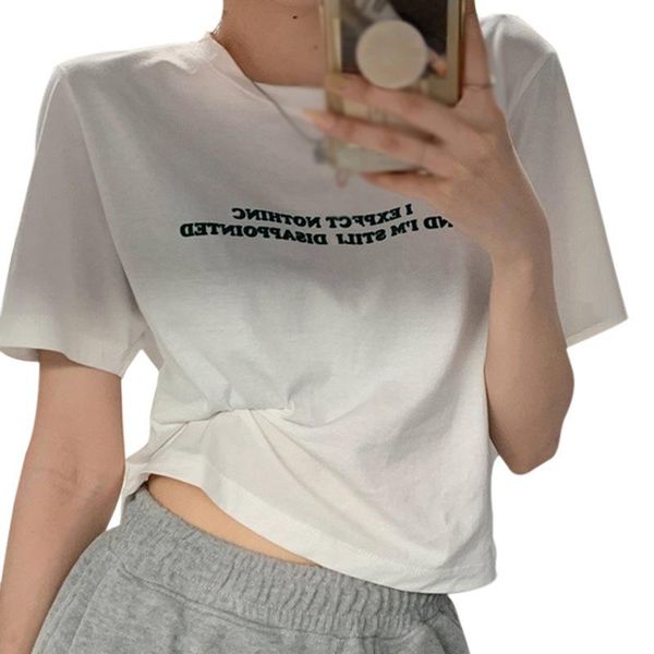 women's t-shirt summer arrival women korean style casual o-neck letter print short sleeve, White
women's t-shirt summer arrival women korean style casual o-neck letter print short sleeve, White