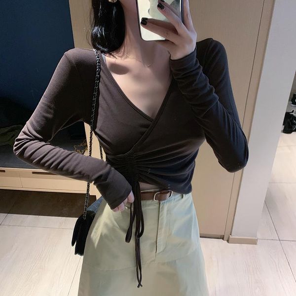 women's t-shirt v-neck strap long sleeve female korean harajuku t-shirts japanese kawaii ladies ulzzang clothes for women, White
women's t-shirt v-neck strap long sleeve female korean harajuku t-shirts japanese kawaii ladies ulzzang clothes for women, White