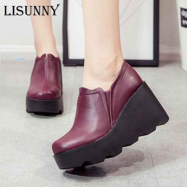 dress shoes lisunny 2021 high wedges platform pumps for women genuine leather heels round toe pump women's zapatos mujer, Black
dress shoes lisunny 2021 high wedges platform pumps for women genuine leather heels round toe pump women's zapatos mujer, Black