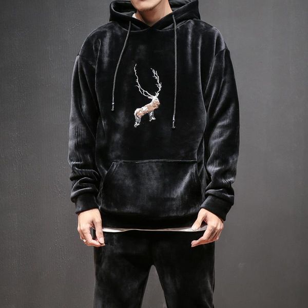 embroidery plus velvet mens track suit set japanese long sleeve soft solid pullover hoodies+pants casual outwear suits men's tracksuits, Gray
embroidery plus velvet mens track suit set japanese long sleeve soft solid pullover hoodies+pants casual outwear suits men's tracksuits, Gray