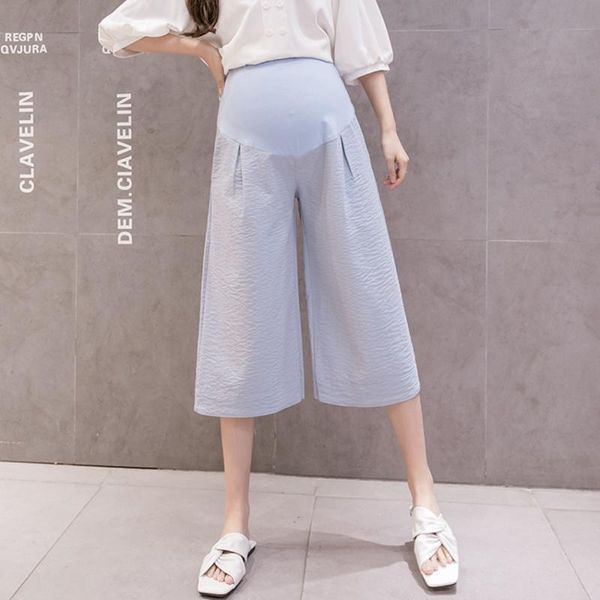 pregnant women's wide-leg pant summer striped cropped trousers thin loose casual belly lift pants maternity bottoms, White
pregnant women's wide-leg pant summer striped cropped trousers thin loose casual belly lift pants maternity bottoms, White