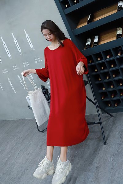 women's sleepwear 2021 summer large size dress female nightshirt fat mm loose long nightgowns women backless modal cotton nightdress pw, Black;red
women's sleepwear 2021 summer large size dress female nightshirt fat mm loose long nightgowns women backless modal cotton nightdress pw, Black;red
