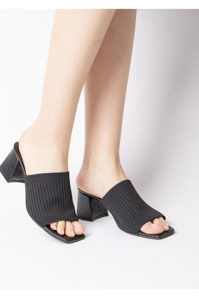 slippers women's black casual high-heeled ws065
