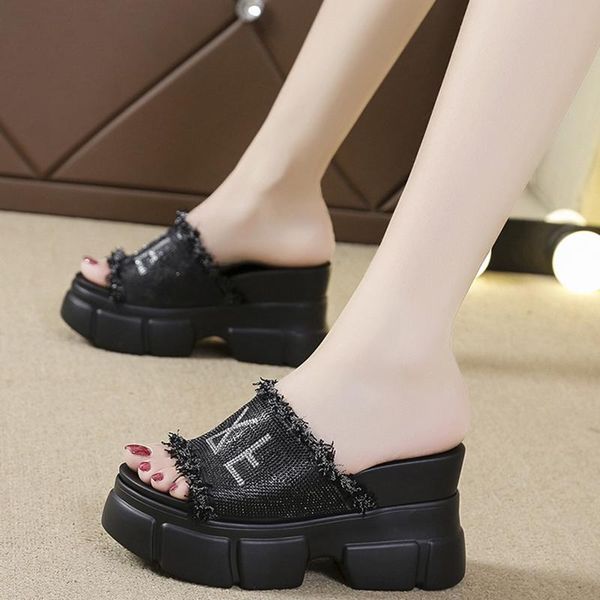 slippers rimocy 2021 shiny crystal wedges platform women chunky hidden heels beach flip flops woman super high sandals, Black
slippers rimocy 2021 shiny crystal wedges platform women chunky hidden heels beach flip flops woman super high sandals, Black