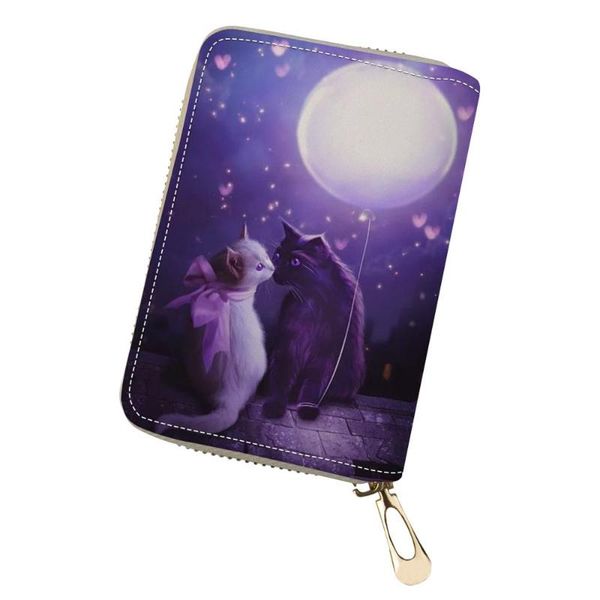 card holders haoyun pu leather business holder fantasy cats pattern girls money purse bag cartoon animal design mini cluth wallets, Brown;gray 
card holders haoyun pu leather business holder fantasy cats pattern girls money purse bag cartoon animal design mini cluth wallets, Brown;gray